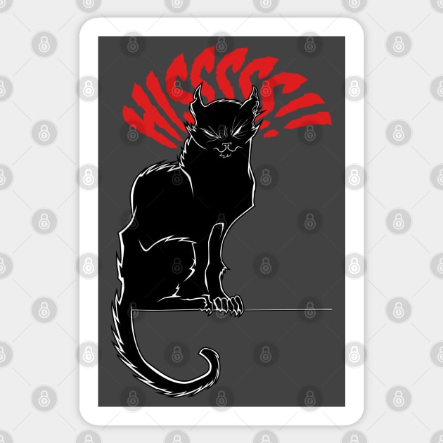 Black Cat Hissing Halloween Angry Cats Illustration Sticker by kgullholmen